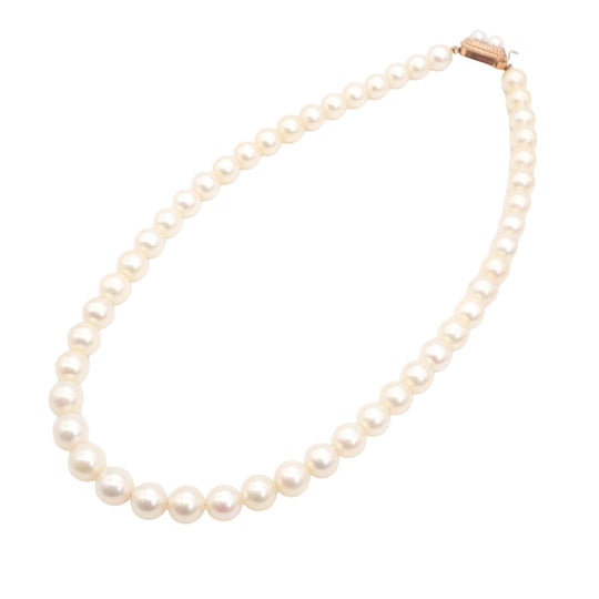 TASAKI Necklace Pearl white Pearl Pabout 7.7~8.5mm K14 Women Used Authentic
