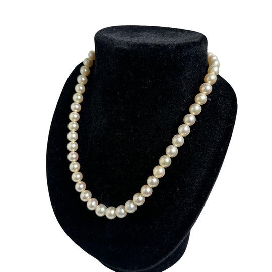 TASAKI Necklace Pearl white Pearl Pabout 7.7~8.5mm K14 Women Used Authentic
