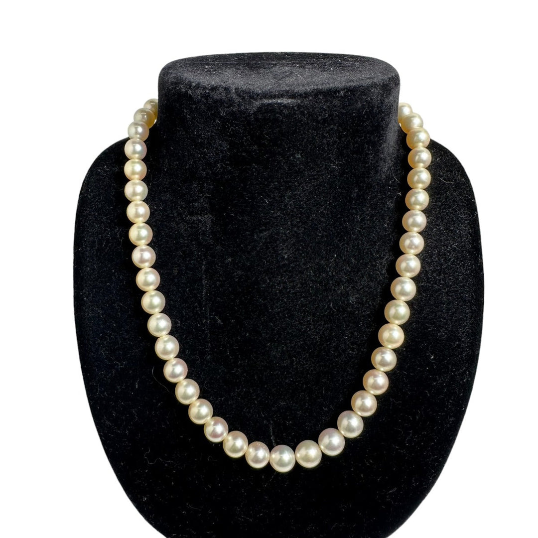 TASAKI Necklace Pearl white Pearl Pabout 7.7~8.5mm K14 Women Used Authentic