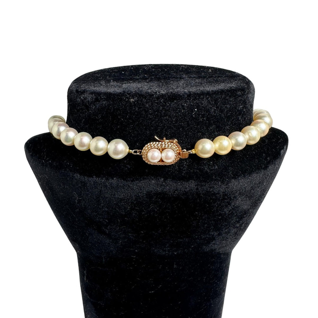 TASAKI Necklace Pearl white Pearl Pabout 7.7~8.5mm K14 Women Used Authentic