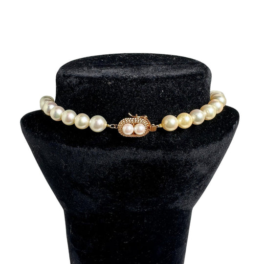 TASAKI Necklace Pearl white Pearl Pabout 7.7~8.5mm K14 Women Used Authentic