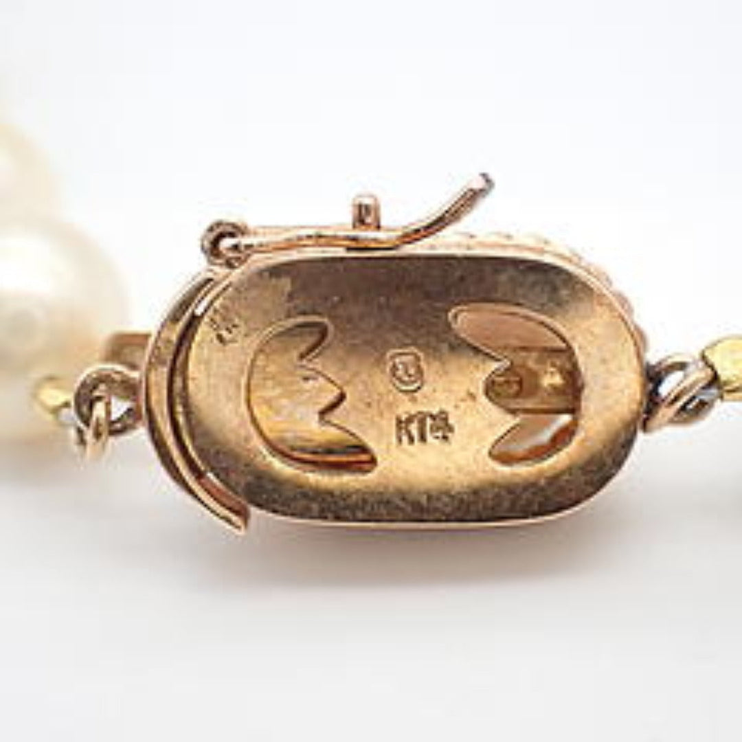 TASAKI Necklace Pearl white Pearl Pabout 7.7~8.5mm K14 Women Used Authentic