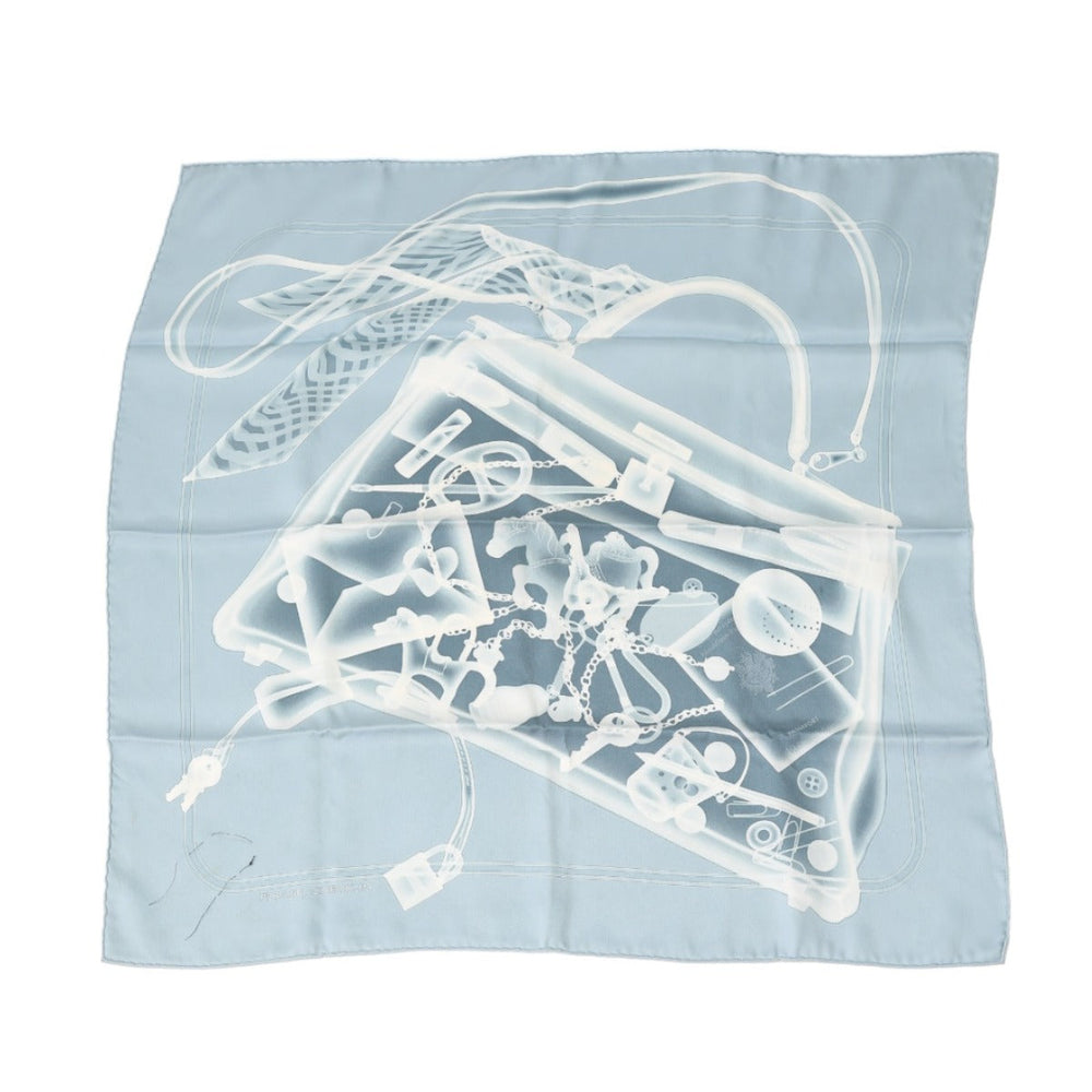 HERMES scarf silk blue gray scarf Women Used Authentic