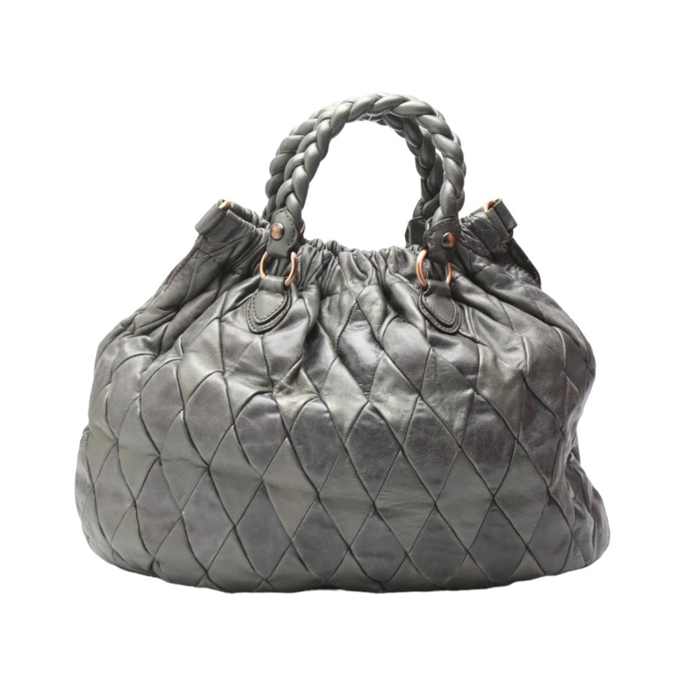 MIUMIU Shoulder Bag Calfskin gray MIUMIU 2WAY quilting Women Used Authentic