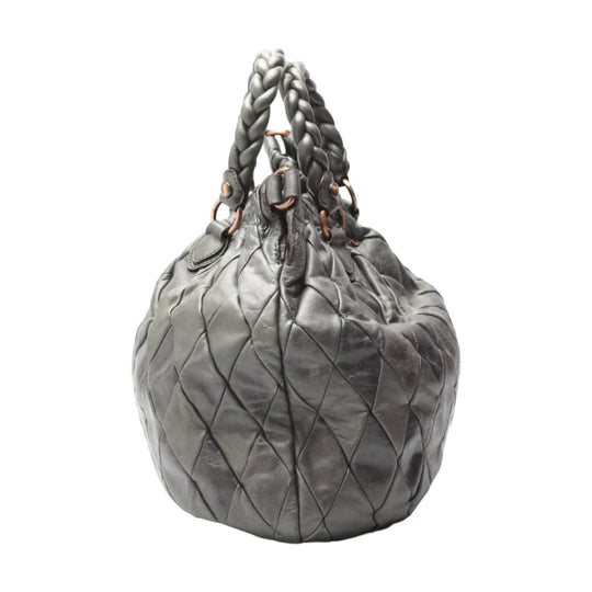 MIUMIU Shoulder Bag Calfskin gray MIUMIU 2WAY quilting Women Used Authentic