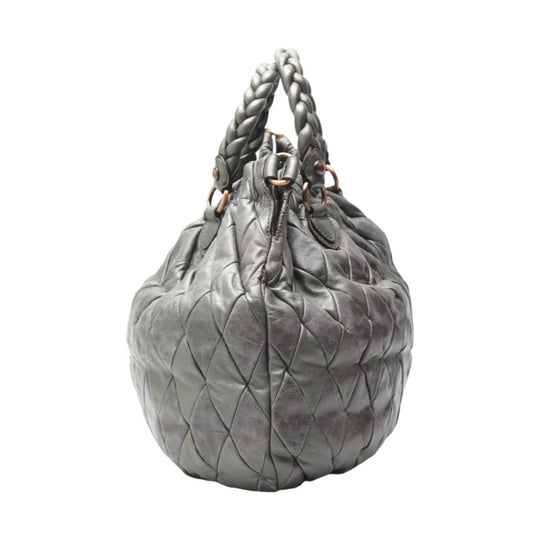 MIUMIU Shoulder Bag Calfskin gray MIUMIU 2WAY quilting Women Used Authentic