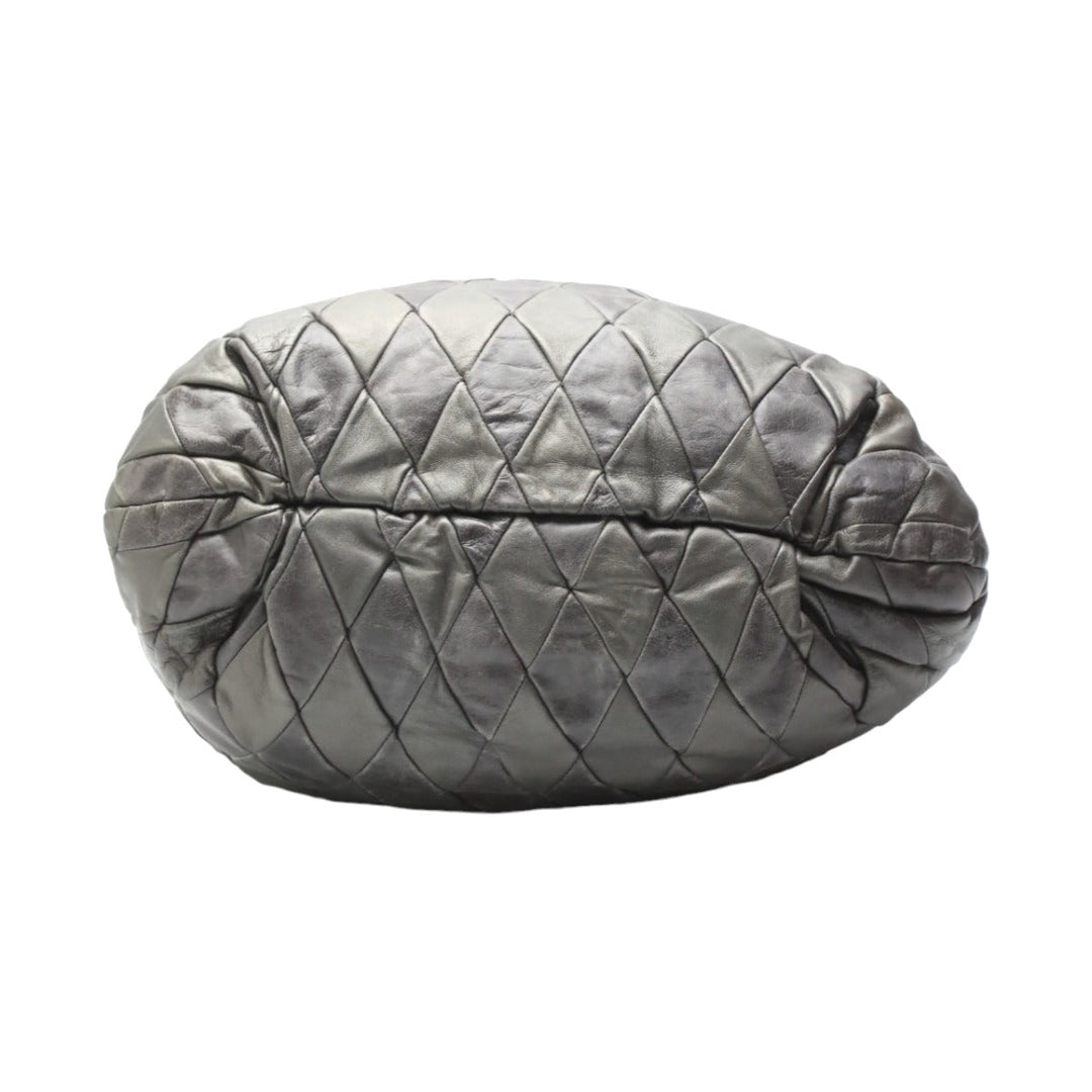 MIUMIU Shoulder Bag Calfskin gray MIUMIU 2WAY quilting Women Used Authentic