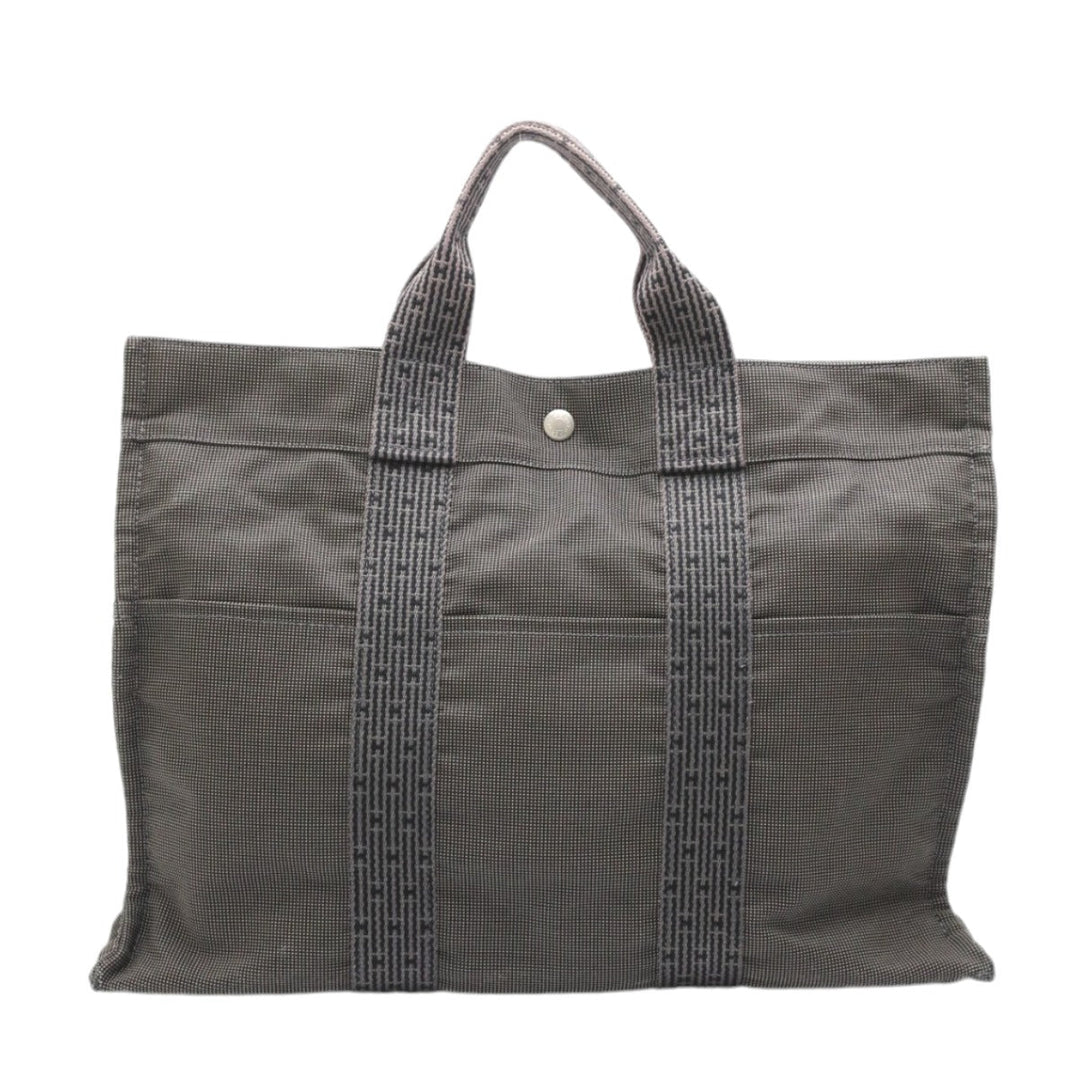 HERMES Tote Bag canvas gray Tote Bag Tote MM Her Line mens(Unisex) Used Authentic