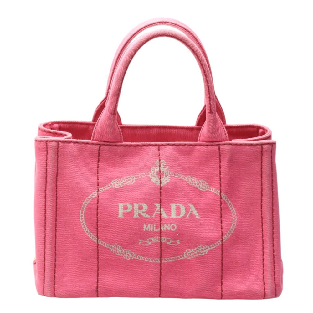 PRADA Tote Bag 1BG439 Cotton canvas pink Tote Bag Cotton canvas Canapa mini Women Used Authentic