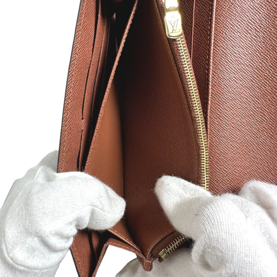 LOUIS VUITTON Long Wallet Purse M60531 Monogram canvas Brown Wallet Monogram Portefeuille Sara unisex(Unisex) Used Authentic