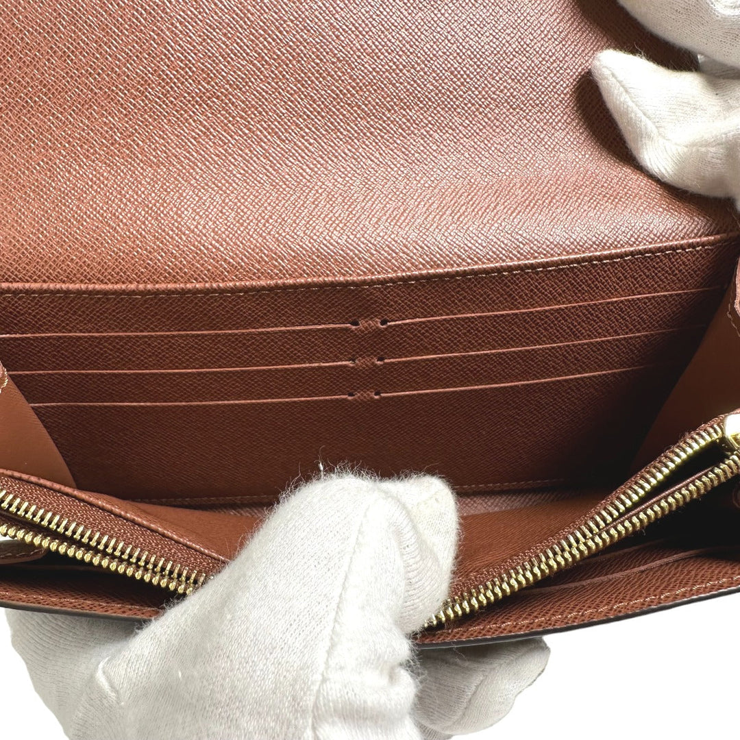 LOUIS VUITTON Long Wallet Purse M60531 Monogram canvas Brown Wallet Monogram Portefeuille Sara unisex(Unisex) Used Authentic