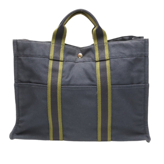 HERMES Tote Bag canvas Navy Tote Bag Fool Toe mens(Unisex) Used Authentic
