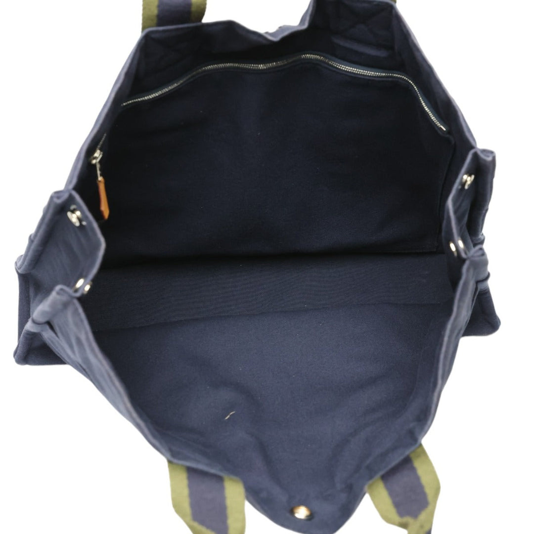 HERMES Tote Bag canvas Navy Tote Bag Fool Toe mens(Unisex) Used Authentic