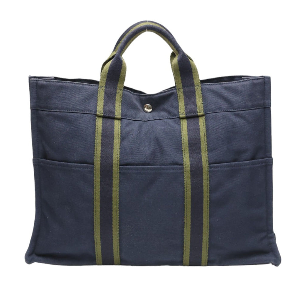 HERMES Tote Bag canvas Navy Tote Bag Fool Toe mens(Unisex) Used Authentic