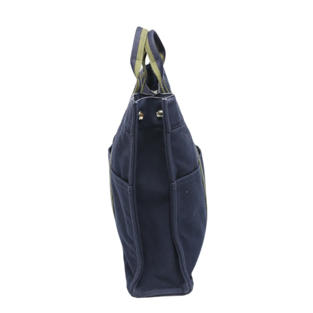 HERMES Tote Bag canvas Navy Tote Bag Fool Toe mens(Unisex) Used Authentic