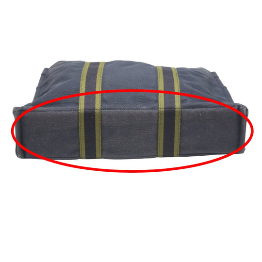 HERMES Tote Bag canvas Navy Tote Bag Fool Toe mens(Unisex) Used Authentic