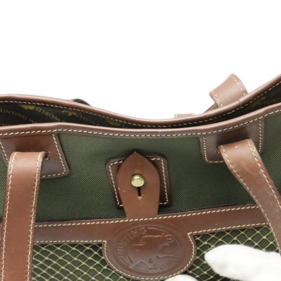 HUNTING WORLD Tote Bag leather khaki Tote Bag mens(Unisex) Used Authentic
