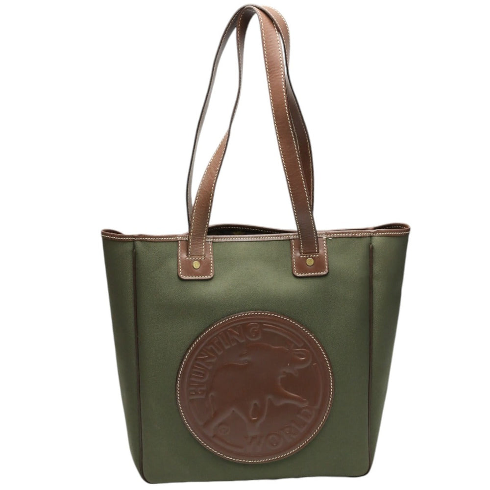 HUNTING WORLD Tote Bag leather khaki Tote Bag mens(Unisex) Used Authentic