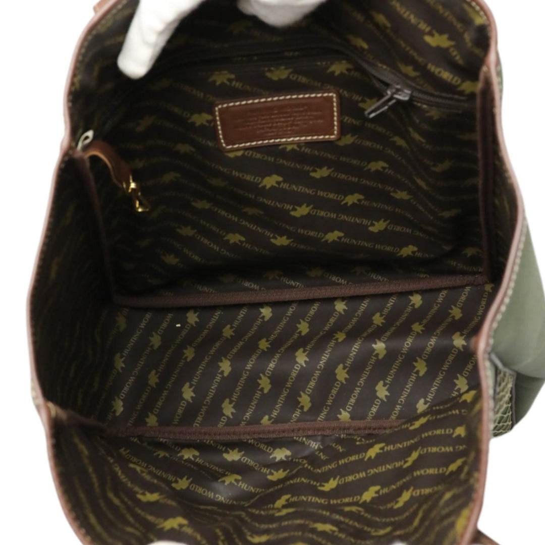 HUNTING WORLD Tote Bag leather khaki Tote Bag mens(Unisex) Used Authentic