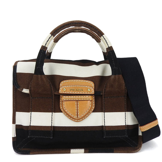 PRADA Handbag BN2119 canvas Brown Women Used Authentic