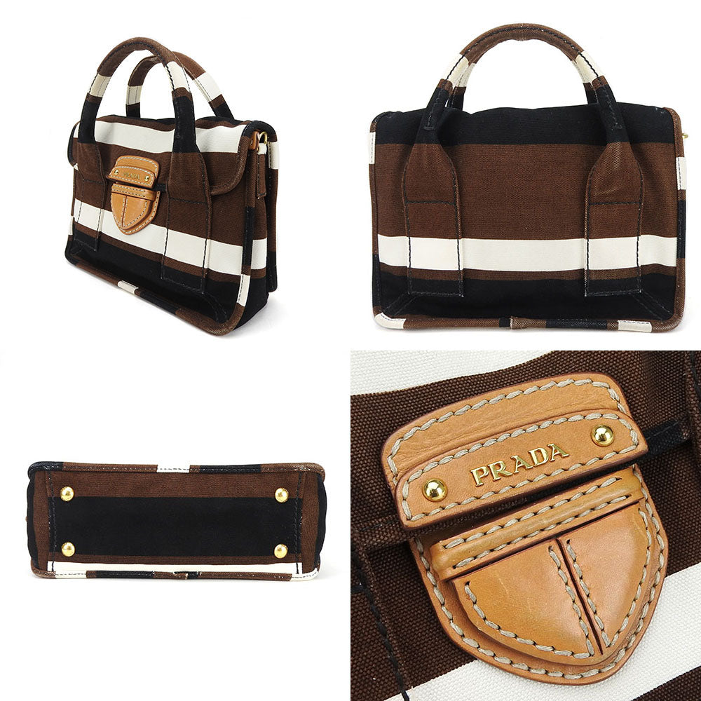 PRADA Handbag BN2119 canvas Brown Women Used Authentic