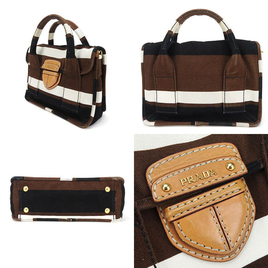 PRADA Handbag BN2119 canvas Brown Women Used Authentic