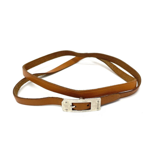 HERMES bracelet Stainless Steel / Leather light brown Kelly Ardion Choker Women Used Authentic