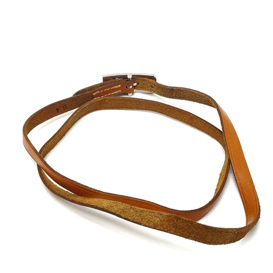 HERMES bracelet Stainless Steel / Leather light brown Kelly Ardion Choker Women Used Authentic