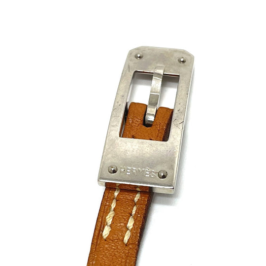HERMES bracelet Stainless Steel / Leather light brown Kelly Ardion Choker Women Used Authentic