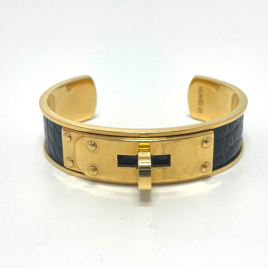 HERMES Bangle metal Gold x Black Kelly