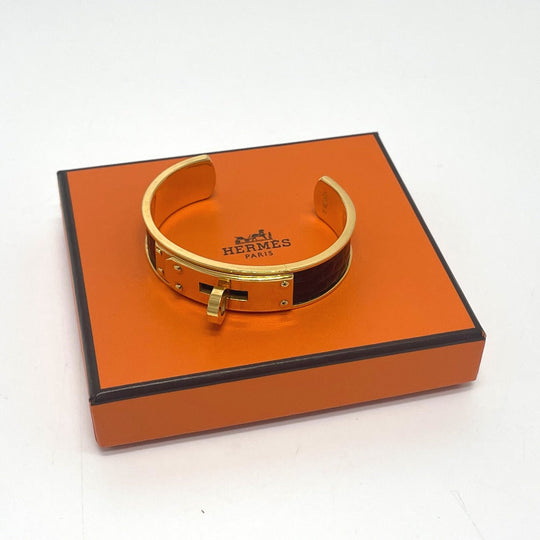 HERMES Bangle metal Gold x Black Kelly