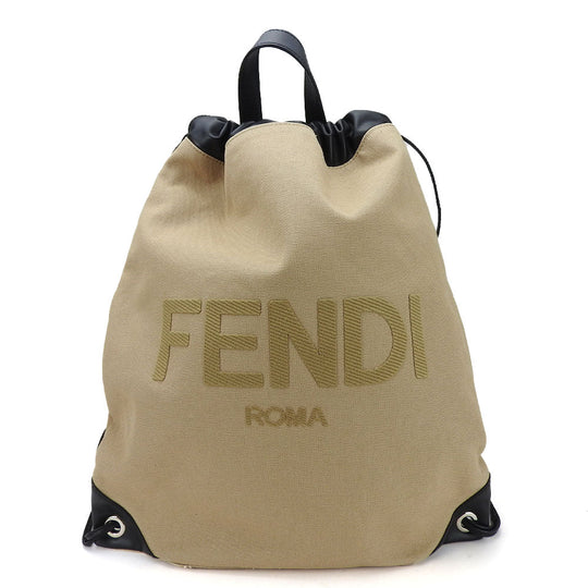 FENDI Backpack 7VZ057 Canvas, Leather beige Women Used Authentic