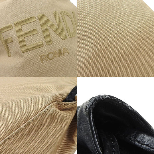 FENDI Backpack 7VZ057 Canvas, Leather beige Women Used Authentic