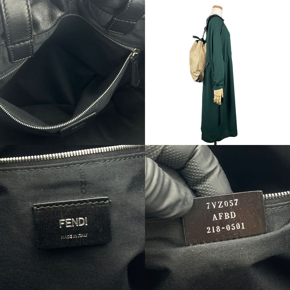 FENDI Backpack 7VZ057 Canvas, Leather beige Women Used Authentic