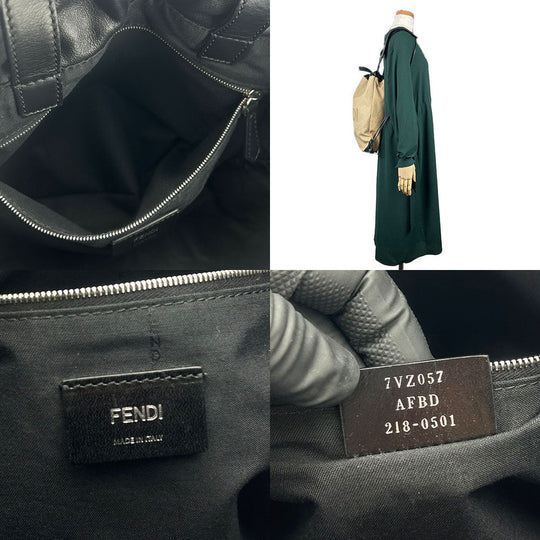 FENDI Backpack 7VZ057 Canvas, Leather beige Women Used Authentic