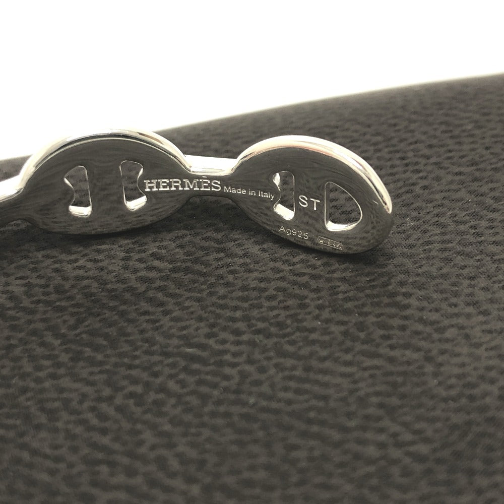 HERMES Bangle SV925 Silver Chene Dunkle Enchaine Women Used Authentic