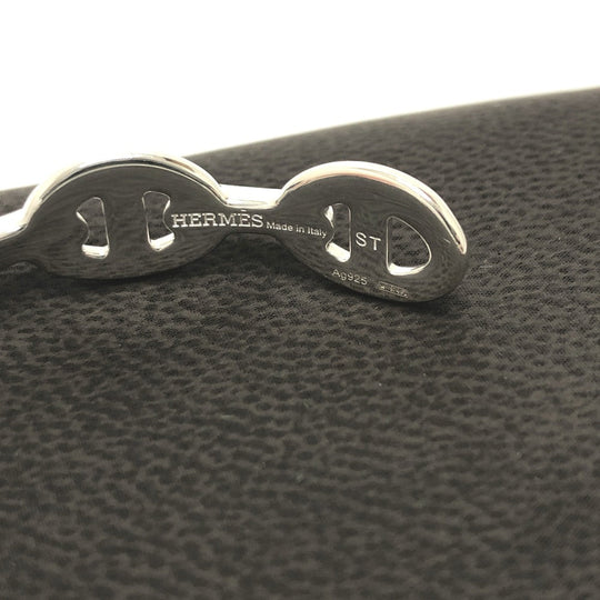 HERMES Bangle SV925 Silver Chene Dunkle Enchaine Women Used Authentic