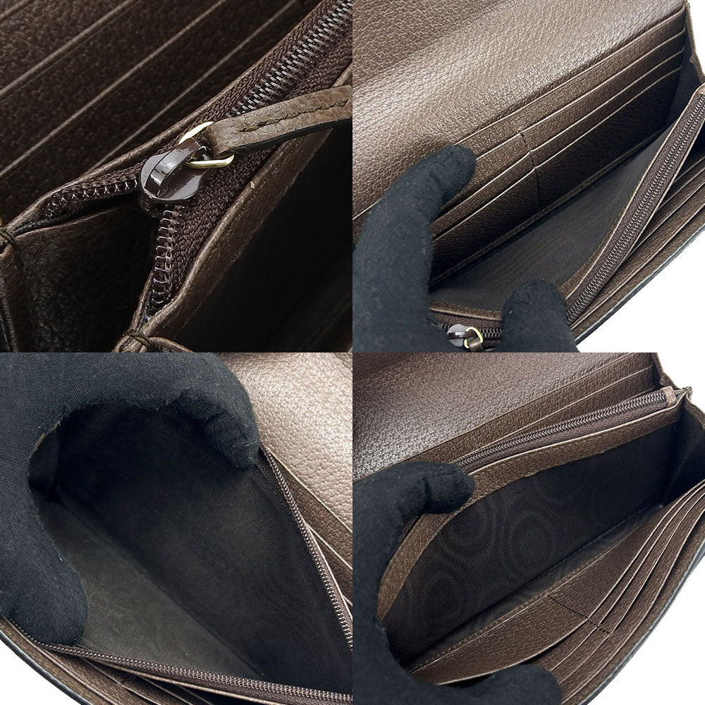 GUCCI Long Wallet Purse 523153 GG Supreme canvas, leather beige Off deer unisex(Unisex) Used Authentic