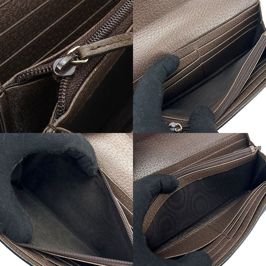 GUCCI Long Wallet Purse 523153 GG Supreme canvas, leather beige Off deer unisex(Unisex) Used Authentic