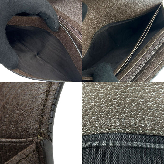 GUCCI Long Wallet Purse 523153 GG Supreme canvas, leather beige Off deer unisex(Unisex) Used Authentic