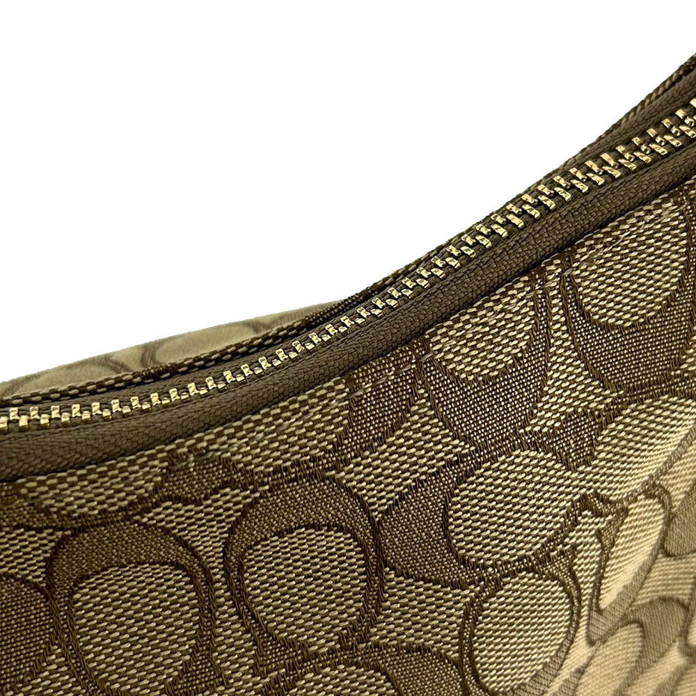 COACH Shoulder Bag F58284 Leather, Canvas beige Signature Women Used Authentic