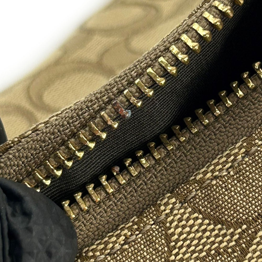 COACH Shoulder Bag F58284 Leather, Canvas beige Signature Women Used Authentic