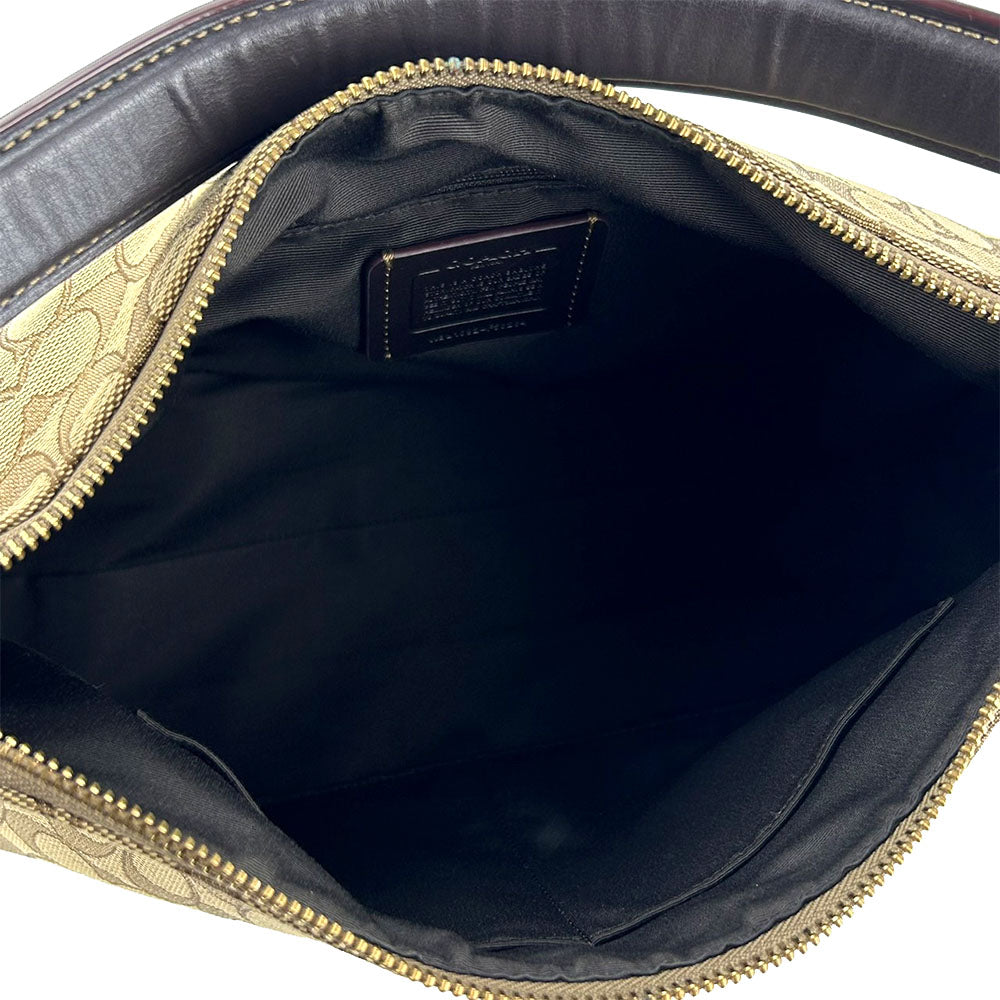 COACH Shoulder Bag F58284 Leather, Canvas beige Signature Women Used Authentic