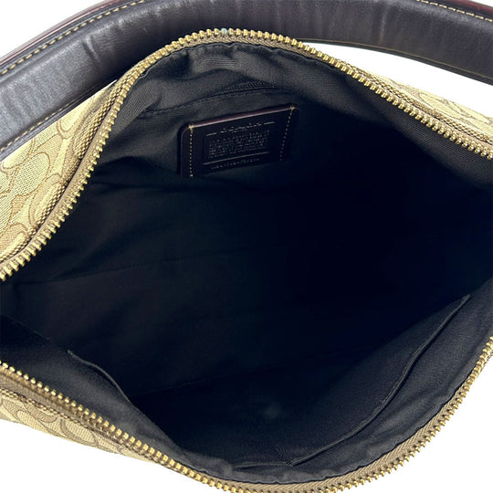 COACH Shoulder Bag F58284 Leather, Canvas beige Signature Women Used Authentic