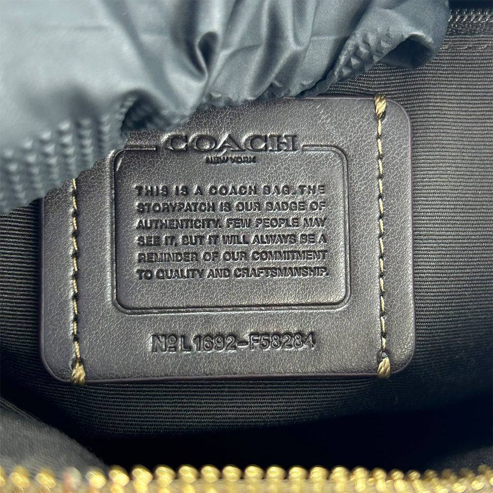 COACH Shoulder Bag F58284 Leather, Canvas beige Signature Women Used Authentic