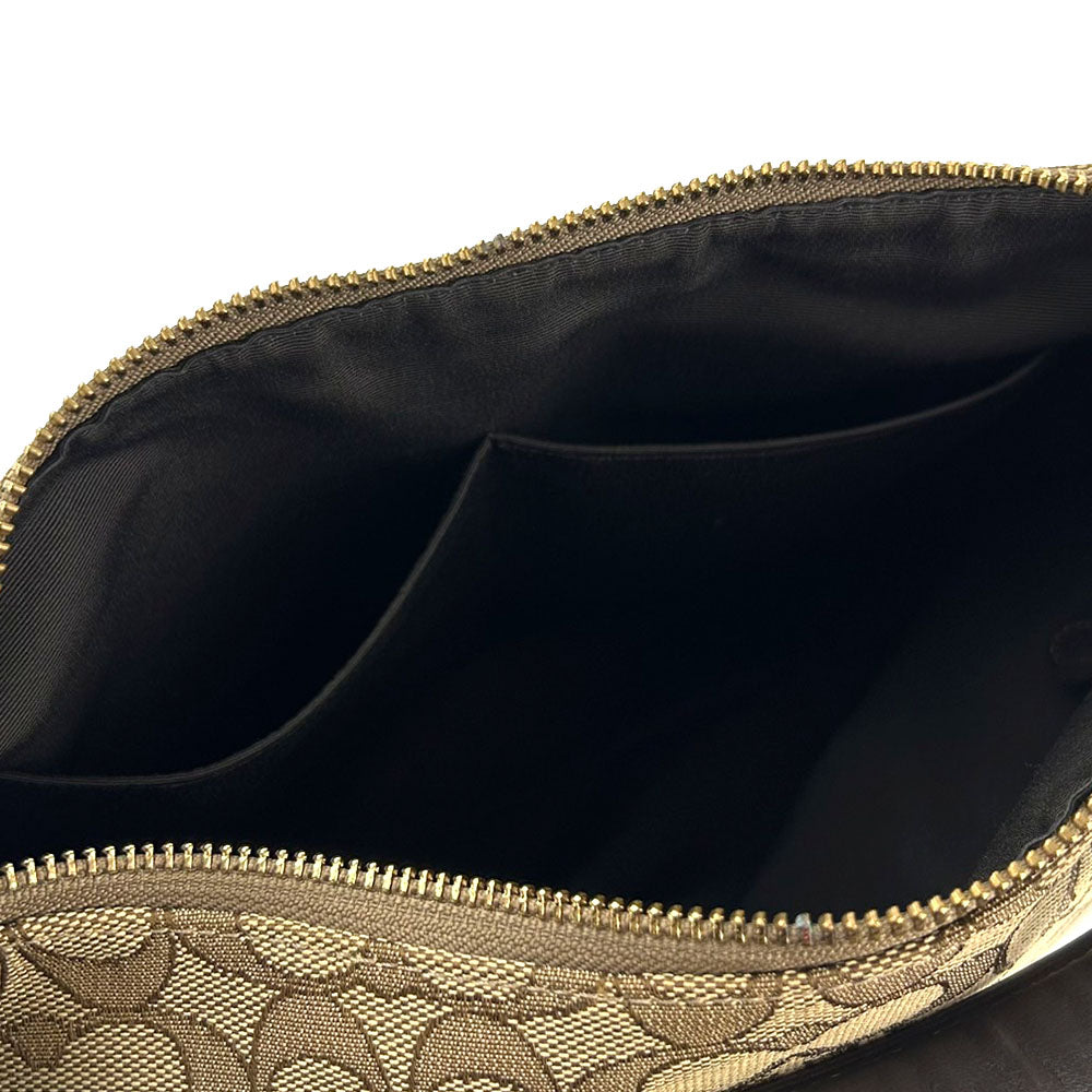 COACH Shoulder Bag F58284 Leather, Canvas beige Signature Women Used Authentic