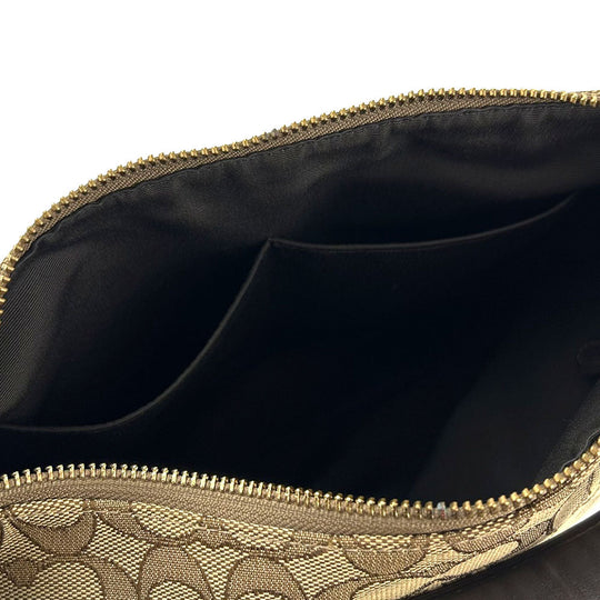 COACH Shoulder Bag F58284 Leather, Canvas beige Signature Women Used Authentic