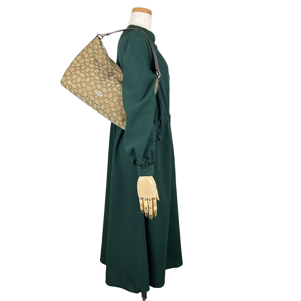 COACH Shoulder Bag F58284 Leather, Canvas beige Signature Women Used Authentic