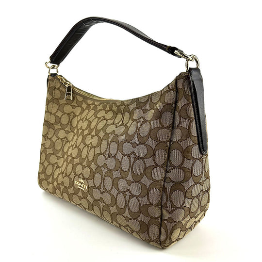 COACH Shoulder Bag F58284 Leather, Canvas beige Signature Women Used Authentic