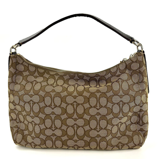 COACH Shoulder Bag F58284 Leather, Canvas beige Signature Women Used Authentic